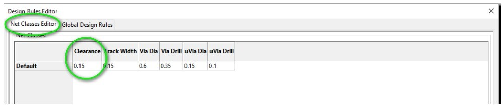 Net Classes Editor